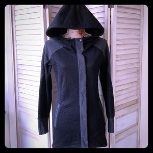 North Face Black & Charcoal Coat Jacket With Hood XS